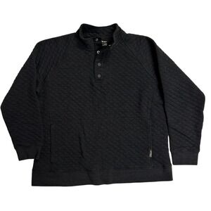 Eddie Bauer Sweater Mens Large‎ Gray Quilted Snap Henley Pullover Warm Preppy